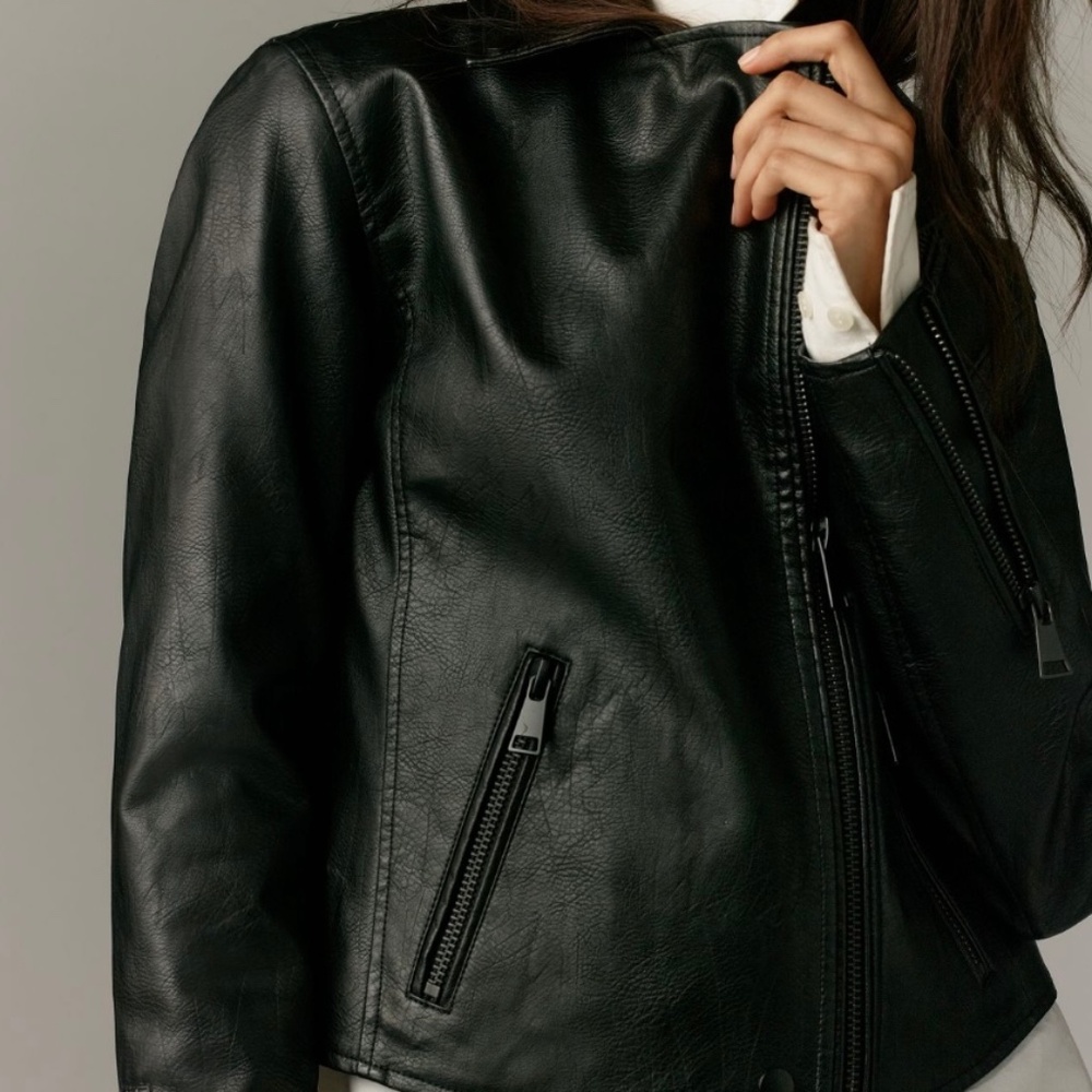 Faux Leather Moto Jacket Size M